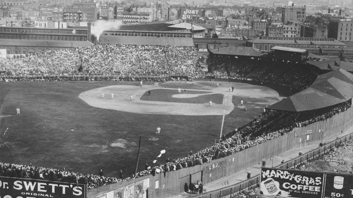 1911 view of the infield and grandstands at Huntington Avenue Grounds in Boston